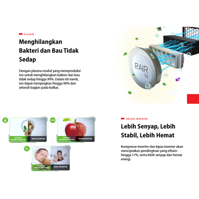 Toshiba Kulkas Multi Door PureAir Inverter 515 L - GR-RF677W1-PGF(22) | GRRF677W1PGF(22)